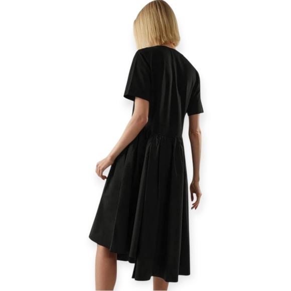 COS A-Line Contrast Skirt Midi Dress Black Womens Size Large Short Sleeve - Picture 6 of 15